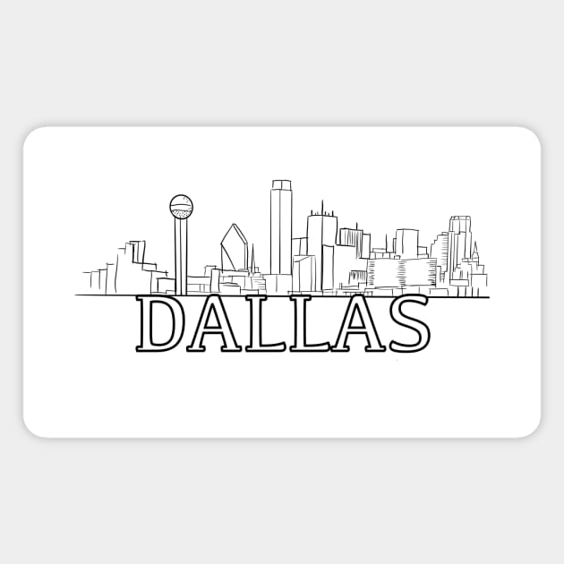 Dallas skyline, line drawing Magnet by WelshDesigns